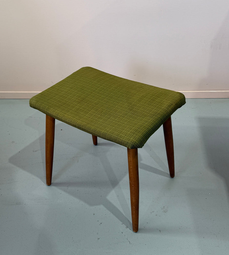 Danish Footstool in Green Wool