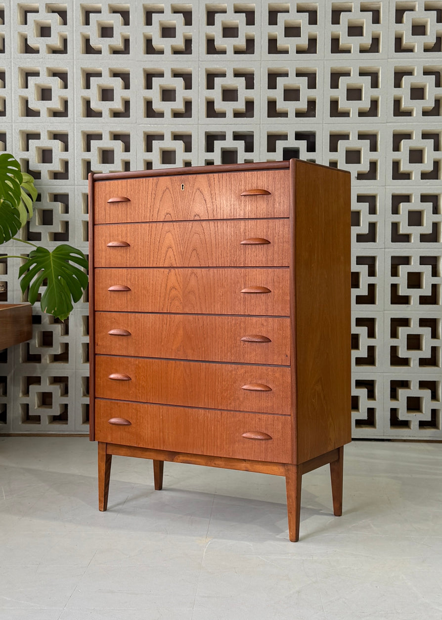 Danish Bow-Front Tallboy in Teak