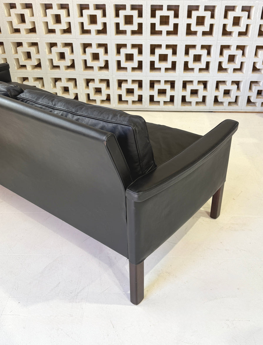 Swedish Three-Seater in Original Black Leather