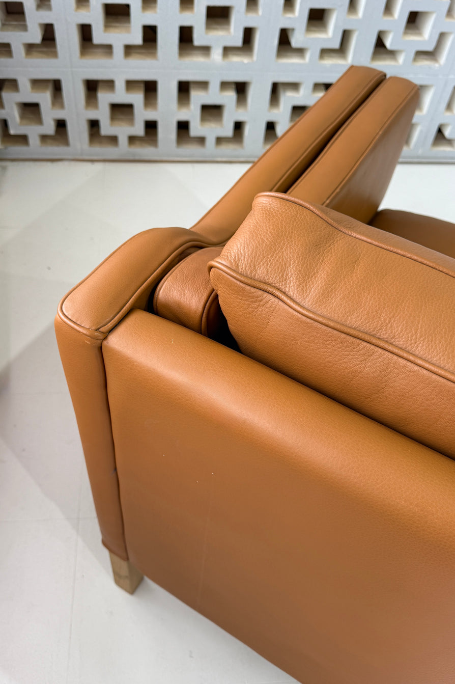 Danish Three Seater Sofa in Caramel Leather