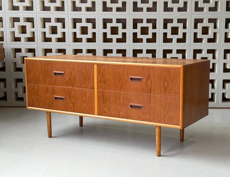 Low-Profile Mid-Century Chest of Drawers in Teak