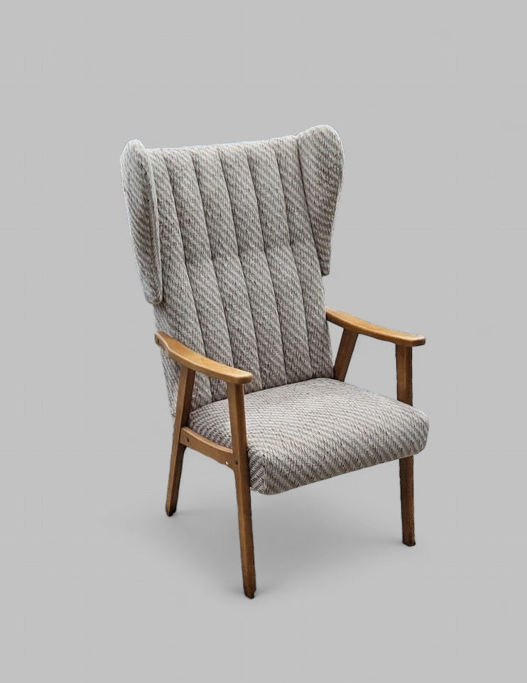 Danish Wing-Back Easy Chair in Wool