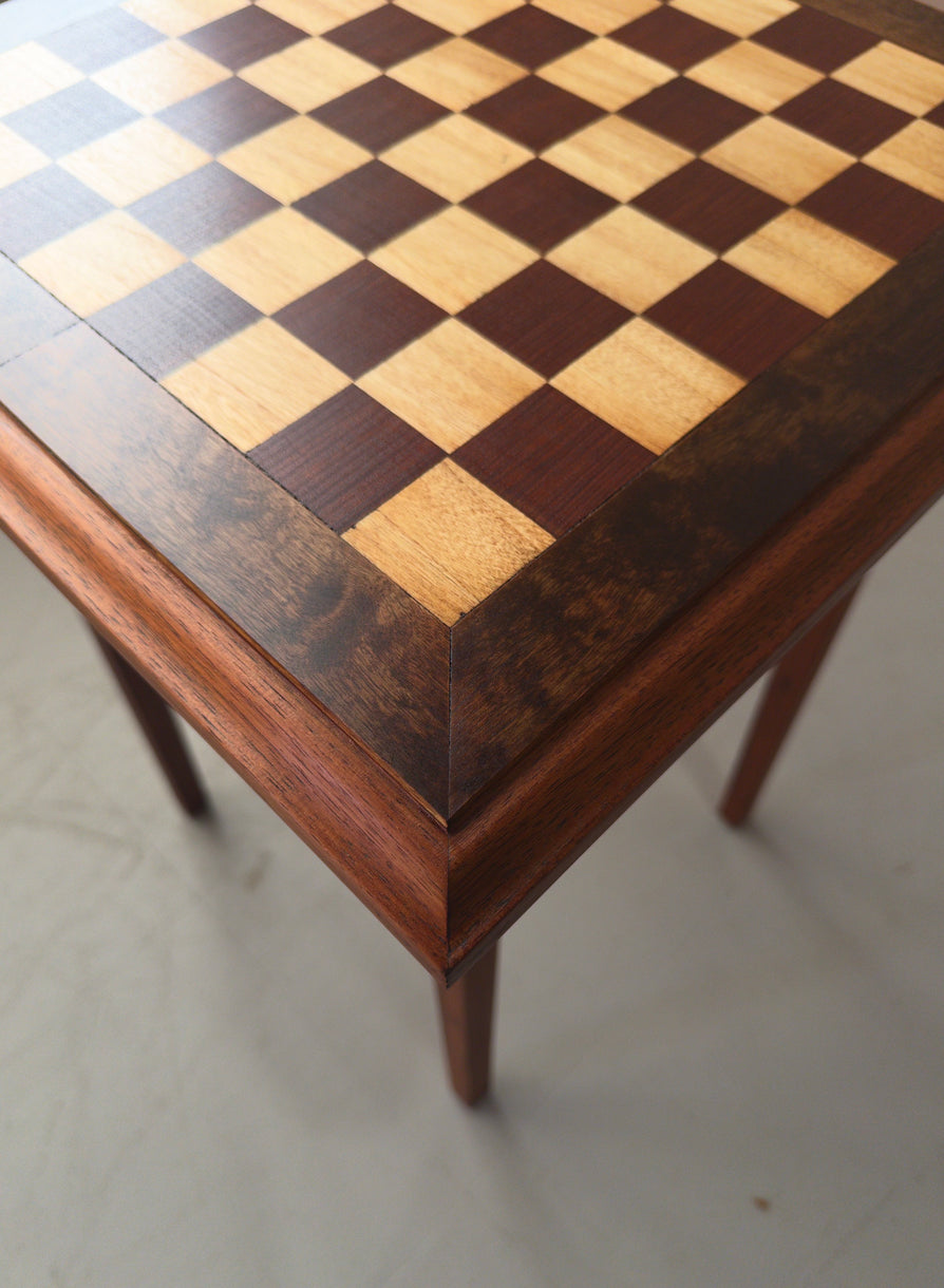 Mid-Century Handcrafted Chess / Checkers Table