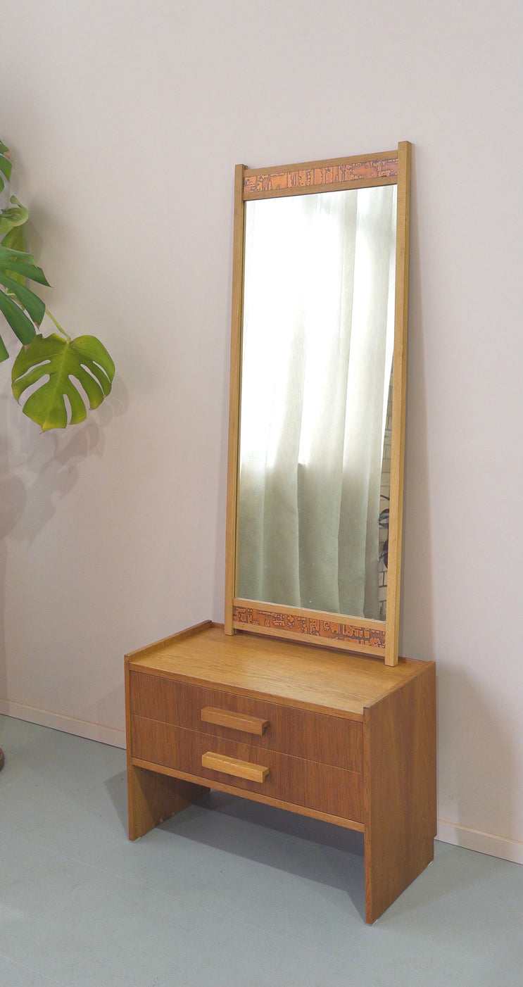 Danish Entranceway Console & Mirror in European Oak