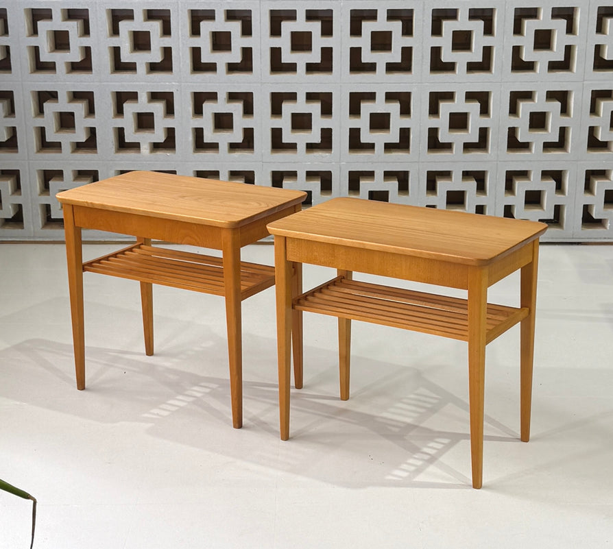 Pair of Swedish 1950s Bedside Tables in Beech