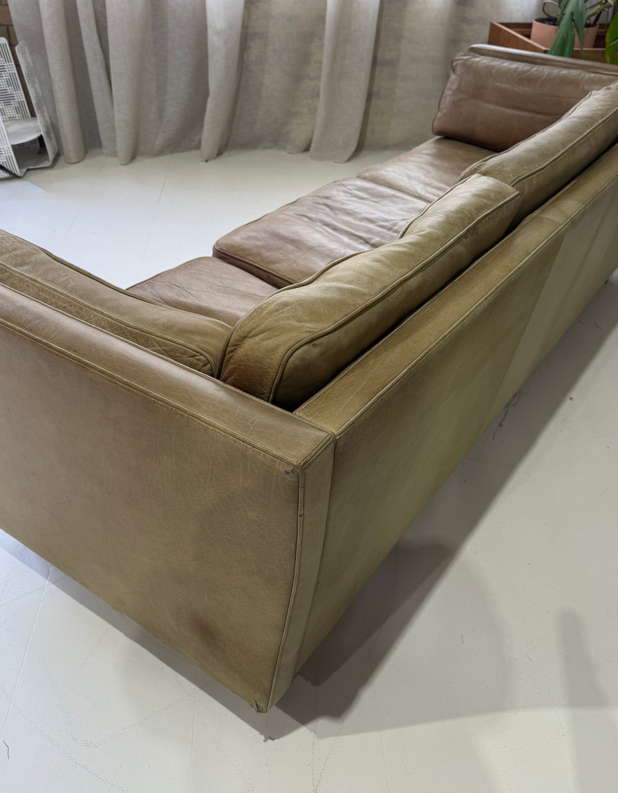 Danish Three Seater Sofa in a Mushroom Tone Leather