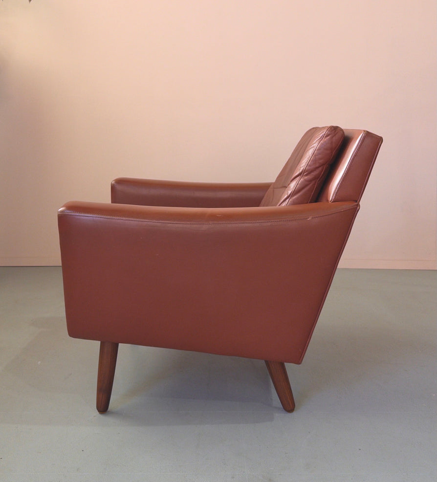 Danish Lounge Chair in Rich Tan Leather
