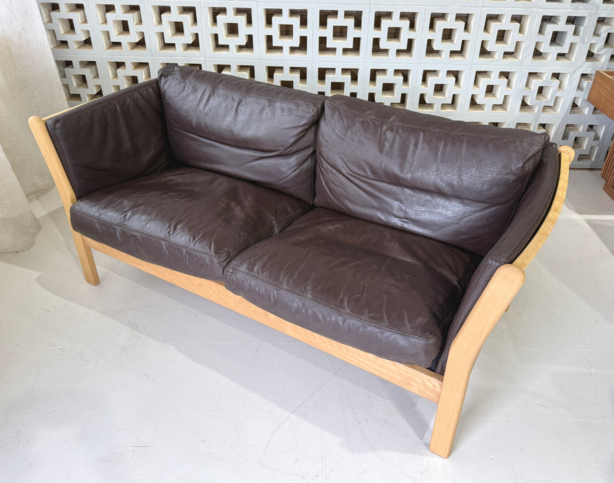 Danish Two Seater Sofa in Leather