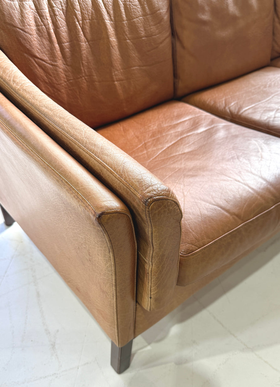 Three Seater Sofa in Tan Leather