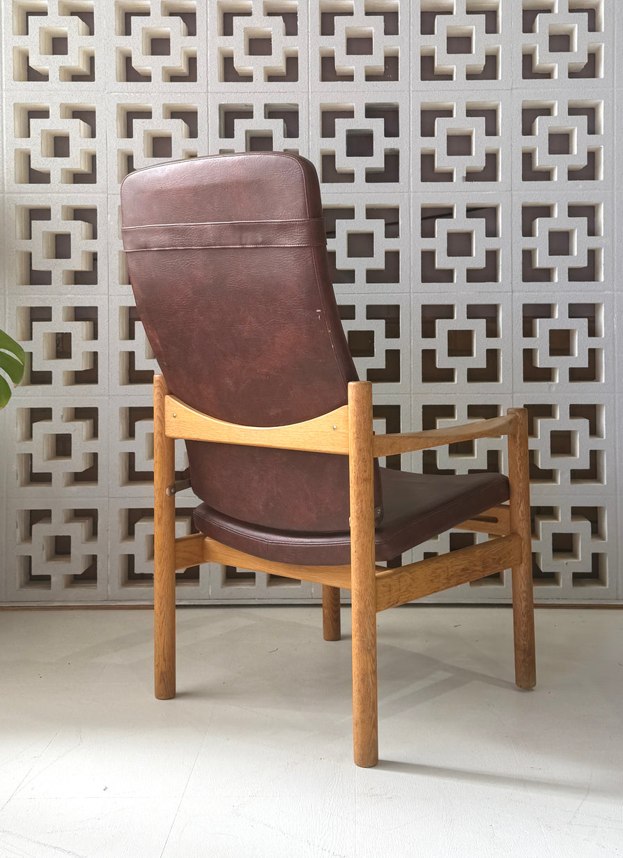 Danish High-Back Easy Chair in Oak
