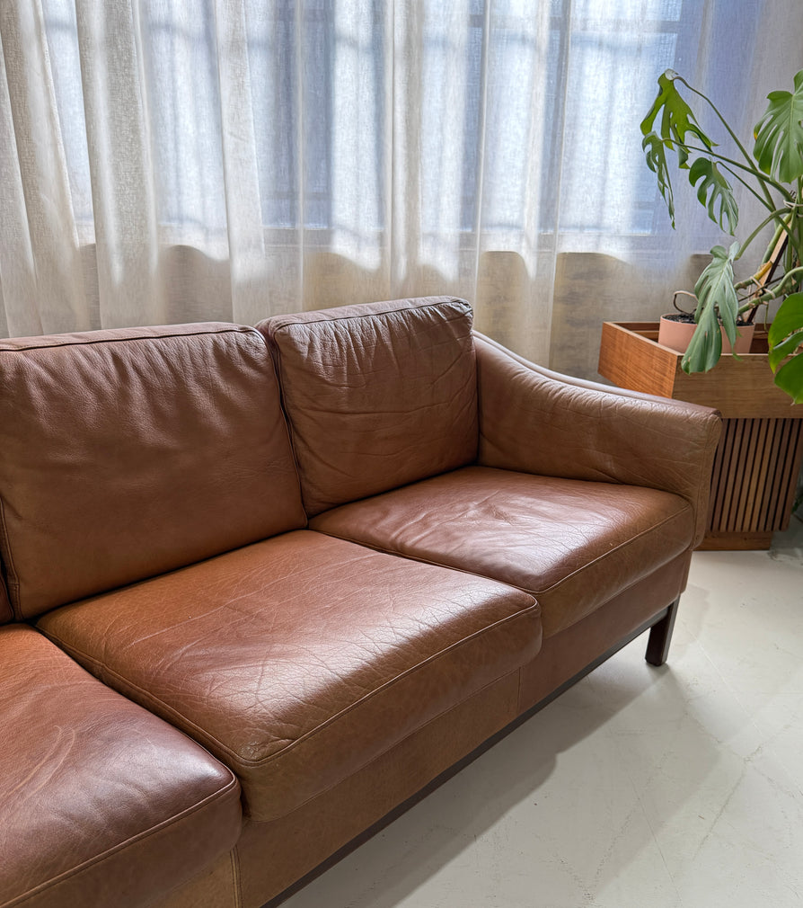 Three Seater Sofa in Tan Leather