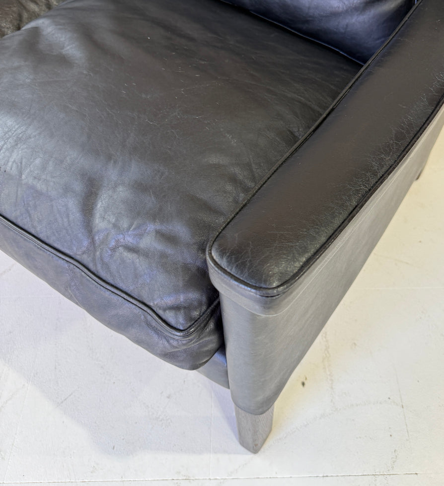 Swedish Three-Seater in Original Black Leather