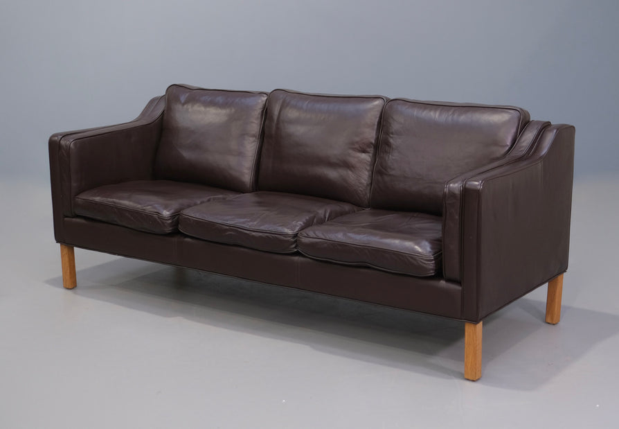 Three Seater Danish Sofa in Dark Chocolate Leather