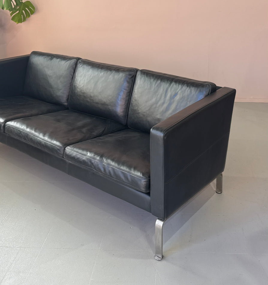 Okamura & Marquardsen Three Seater Danish Sofa in Black Leather