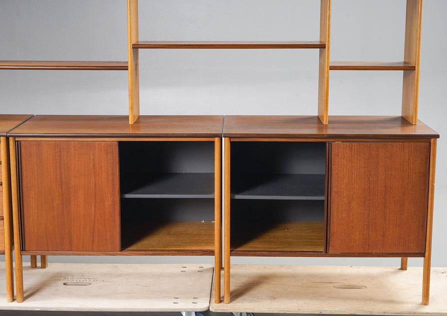 Four-Bay Swedish Wall Unit in Teak