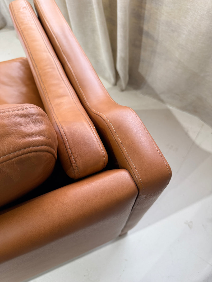 Danish Three Seater Sofa in Caramel Leather