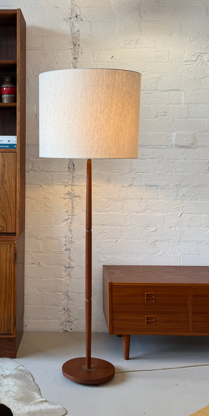 Danish Floor Lamp in Teak & Brass