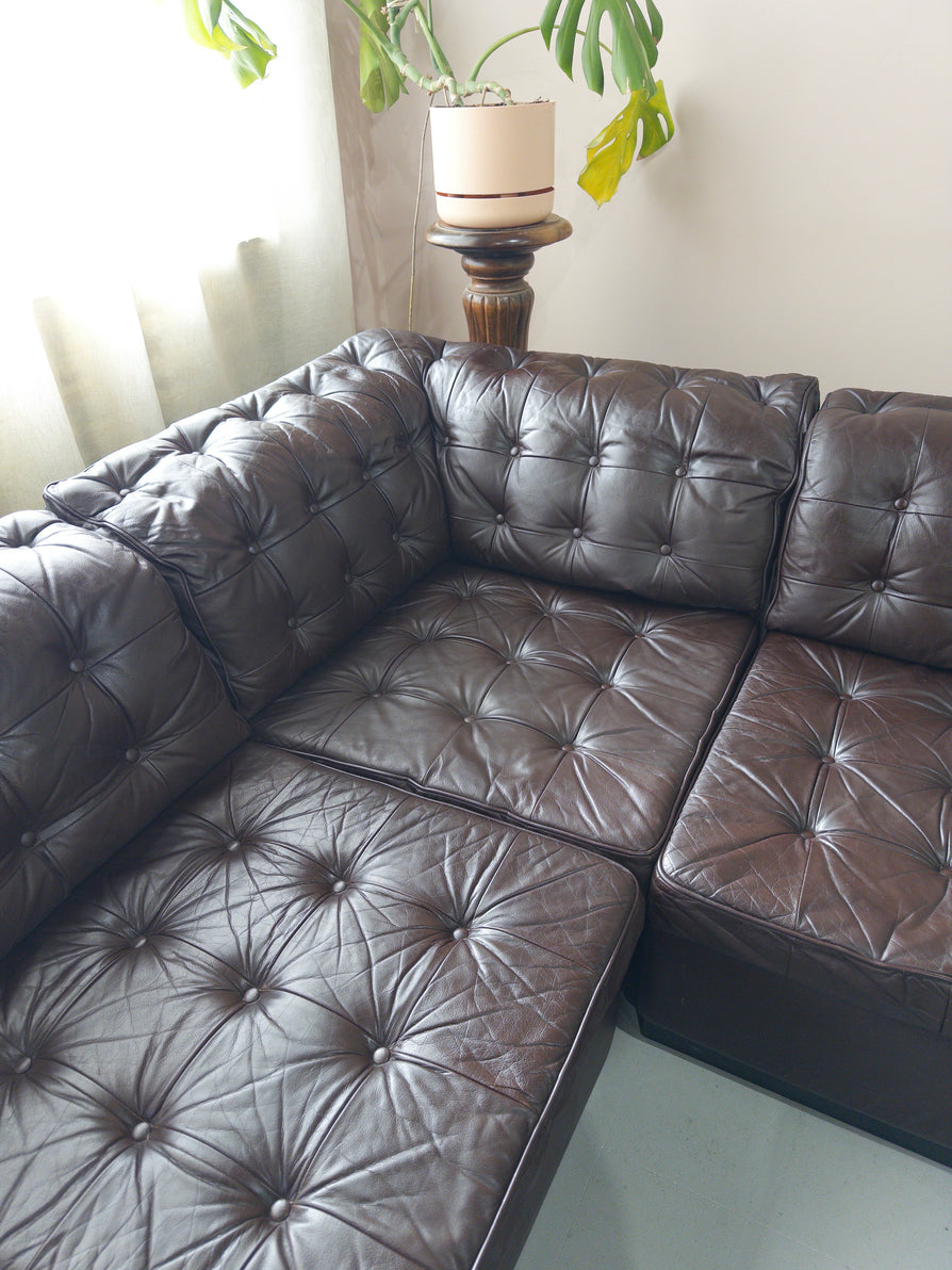 Six Piece Modular Sofa in Leather
