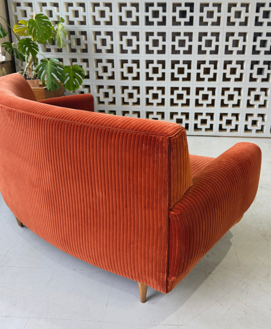 Mid-Century Curved Sofa in Kvadrat Corduroy