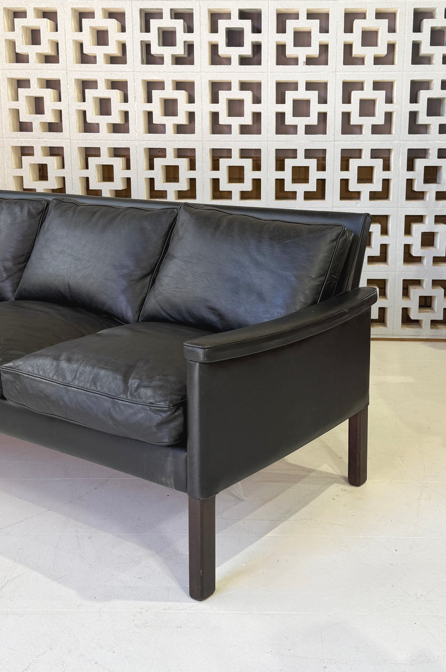 Swedish Three-Seater in Original Black Leather