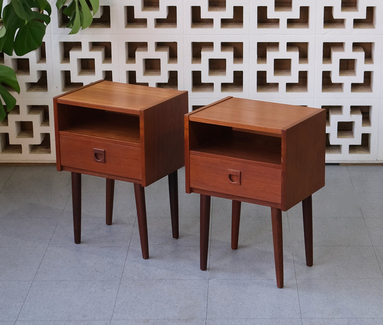 Pair of Danish Bedside Tables in Teak