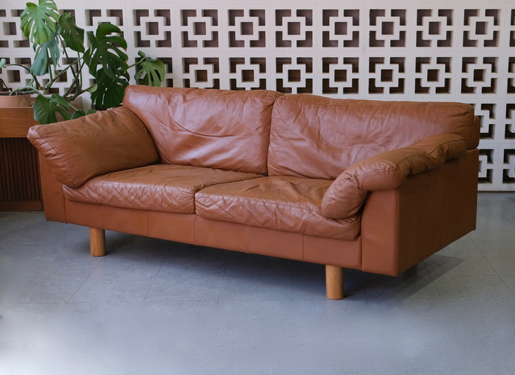 Three Seater "Fredrik" Sofa by DUX in Tan Leather