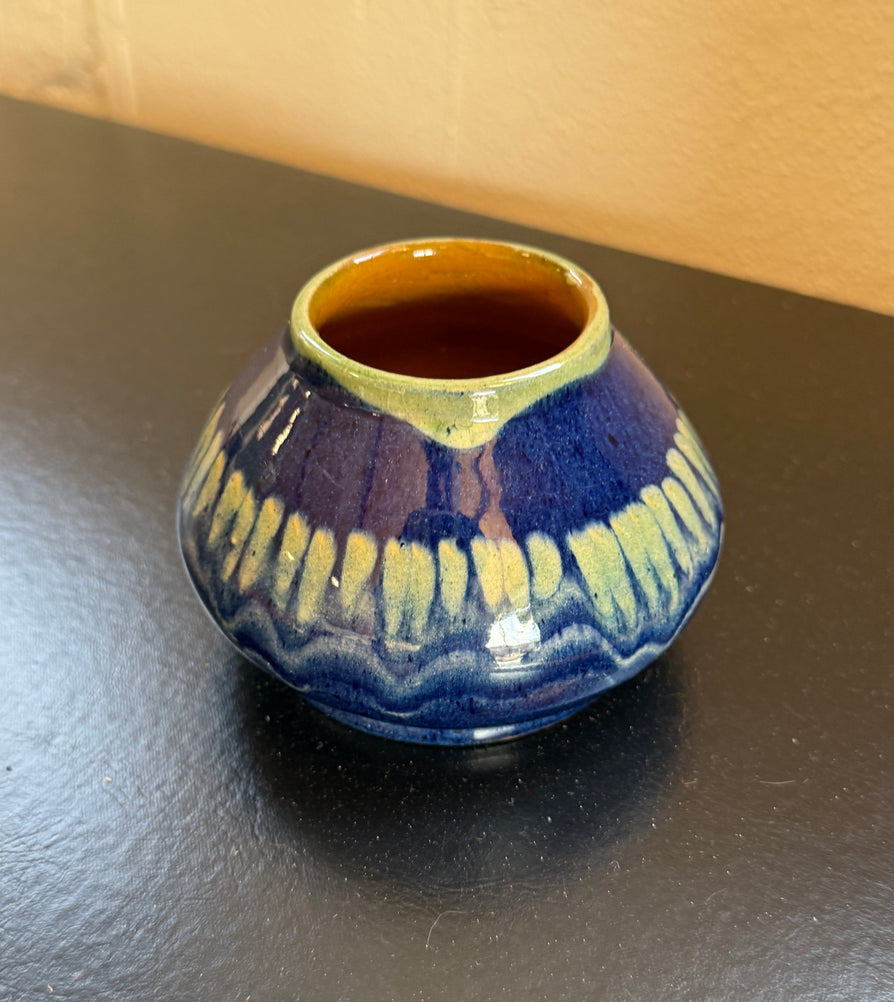 Danish Vase in Blue & Yellow