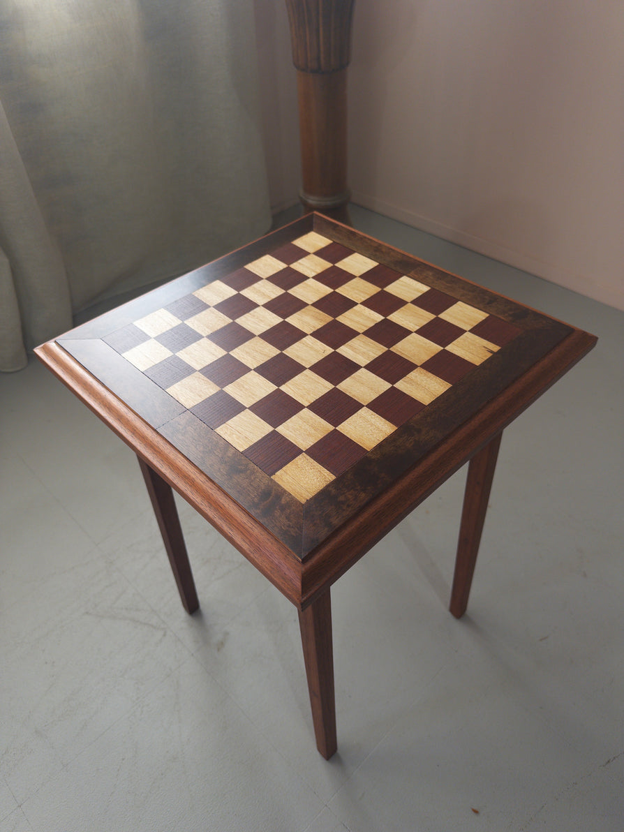 Mid-Century Handcrafted Chess / Checkers Table