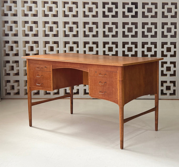 1950s Danish Writing Desk in Teak & Oak