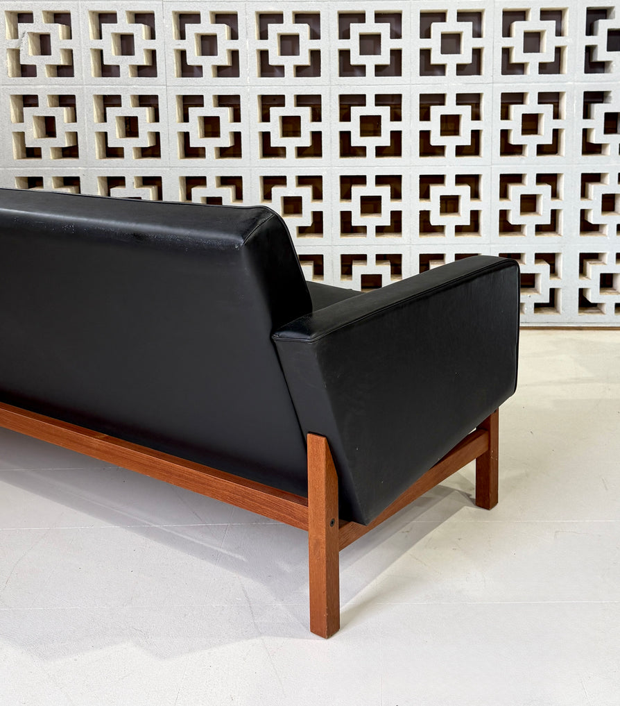 Swedish Three-Seater in Original Black Vinyl