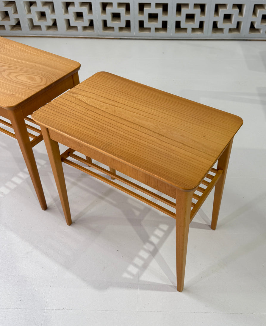 Pair of Swedish 1950s Bedside Tables in Beech