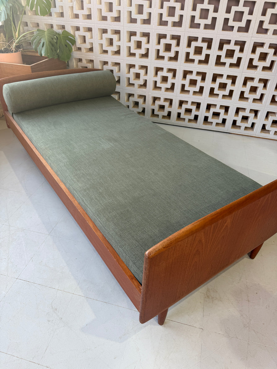 Danish Daybed in Teak & With New Fabric