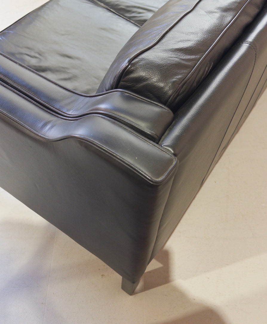 Three-Seater Sofa in Black Leather by Stouby