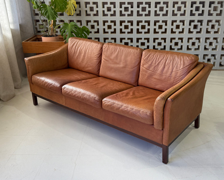 Three Seater Sofa in Tan Leather