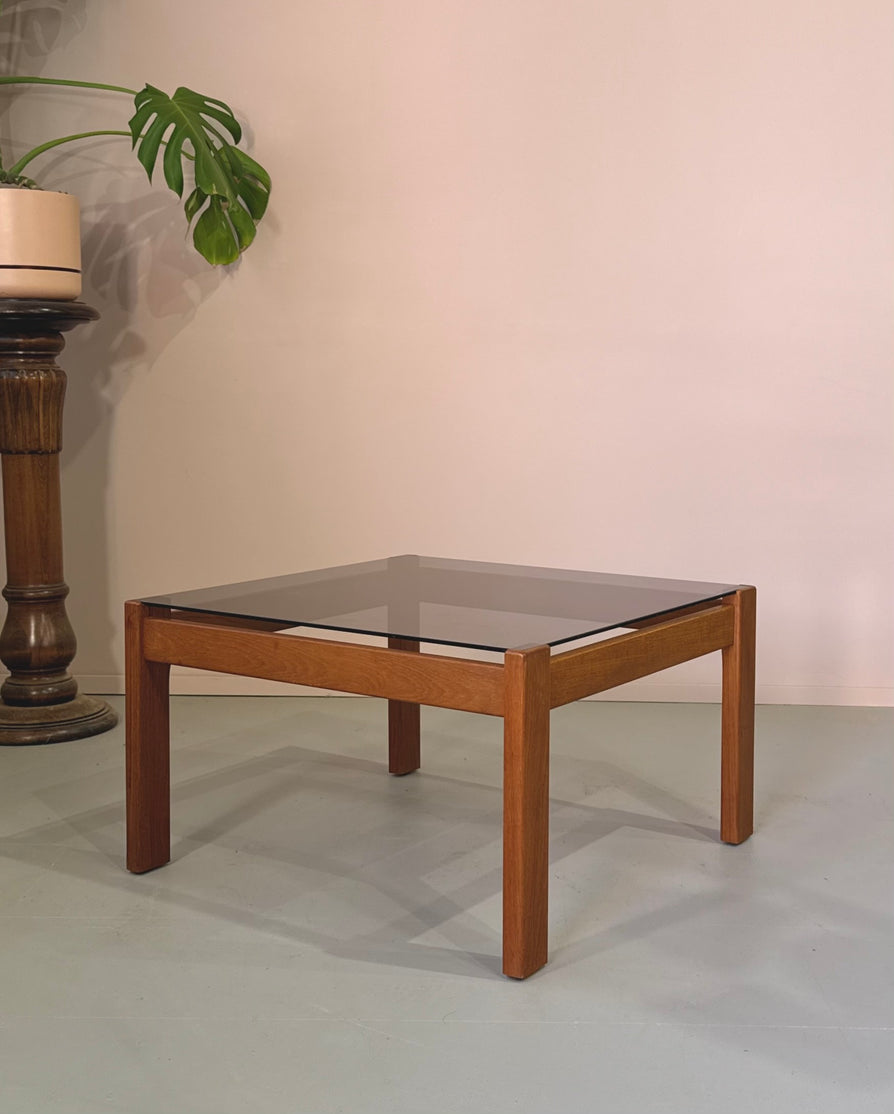 1970s Coffee Table in Blackwood & Glass