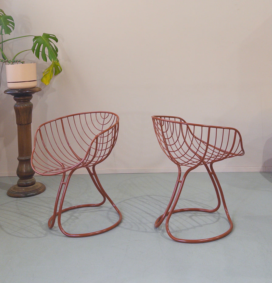 Set of four Gastone Rinaldi "Pan Am" Chairs in Terracotta