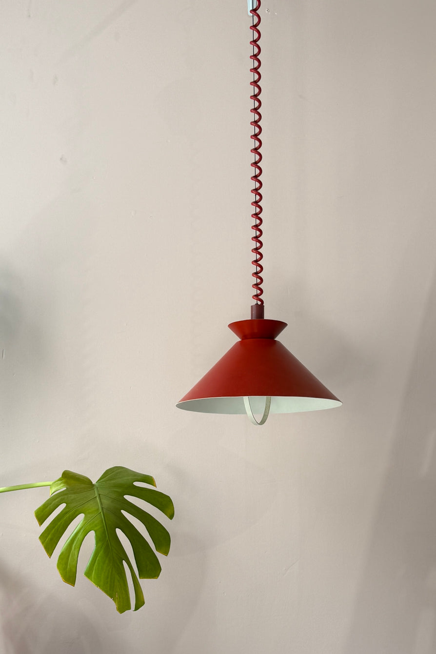 Danish Retractable Pendant in Red Enamel
