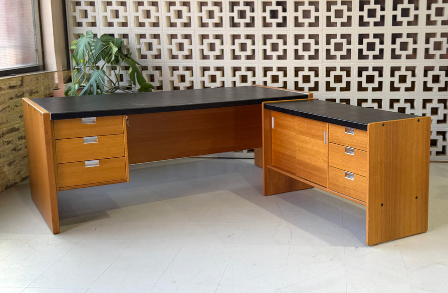 Mid-Century Executive Desk in Oak