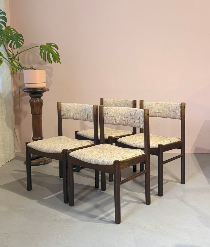 Four 1970s Farstrup Dining Chairs in Berber