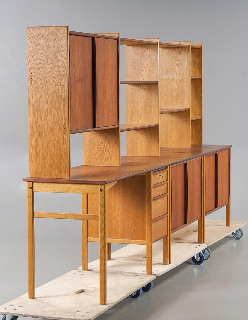 Four-Bay Swedish Wall Unit in Teak