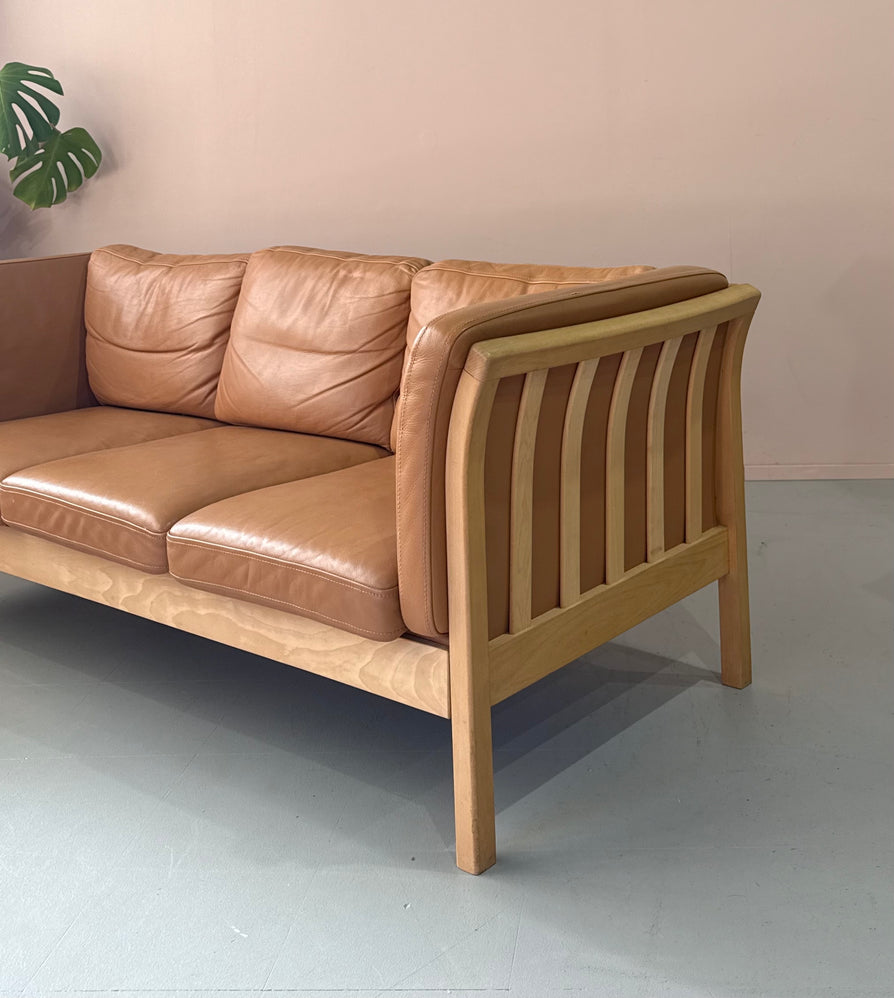 Three Seater Sofa in Tan Leather