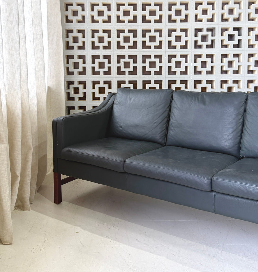 Skipper Three Seater Danish Sofa in Green Leather