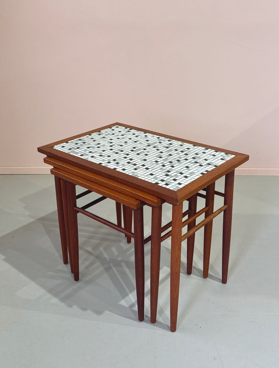 Danish Nest of Tile-Top Tables