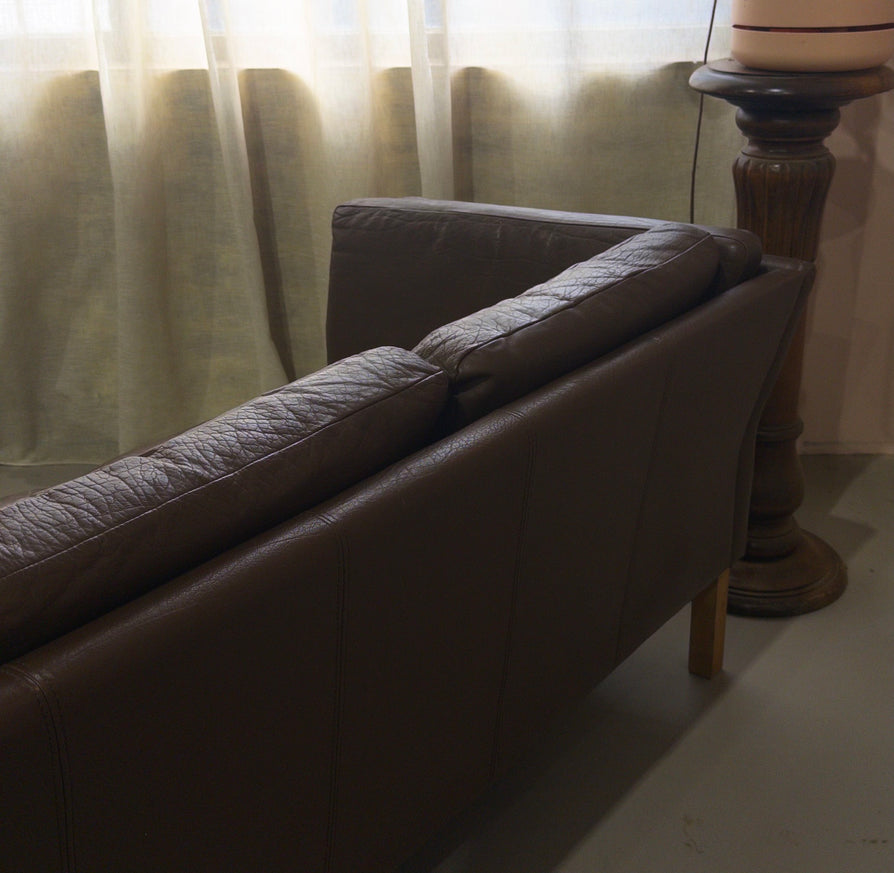 Danish Three-Seater Sofa in Brown Leather