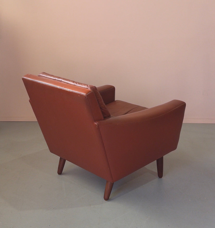 Danish Lounge Chair in Rich Tan Leather