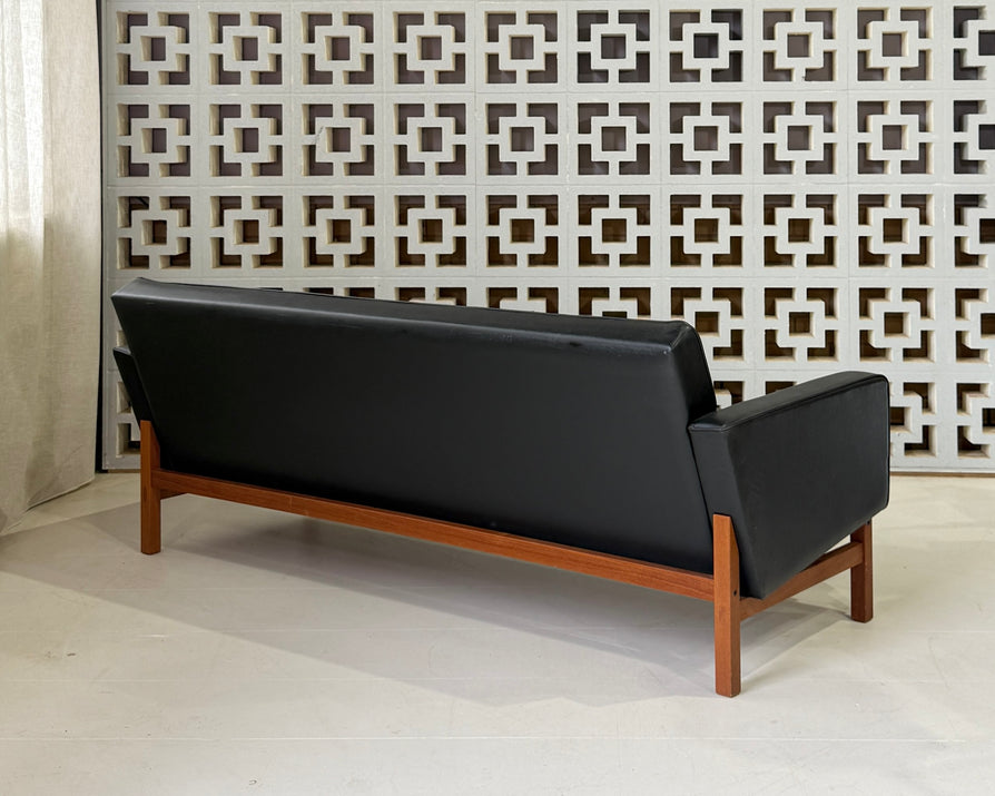 Swedish Three-Seater in Original Black Vinyl