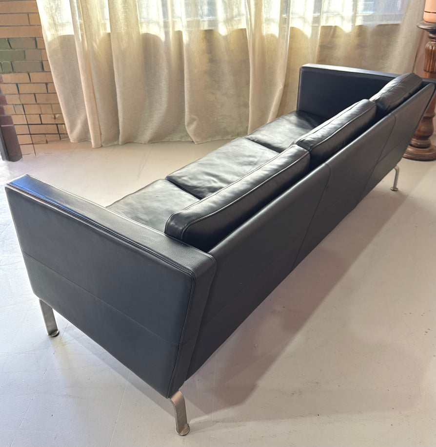 Okamura & Marquardsen Three Seater Danish Sofa in Black Leather