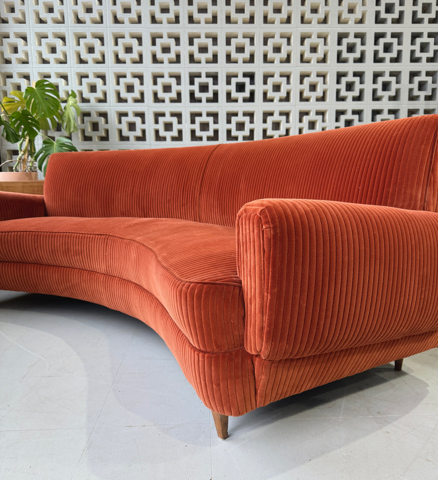 Mid-Century Curved Sofa in Kvadrat Corduroy