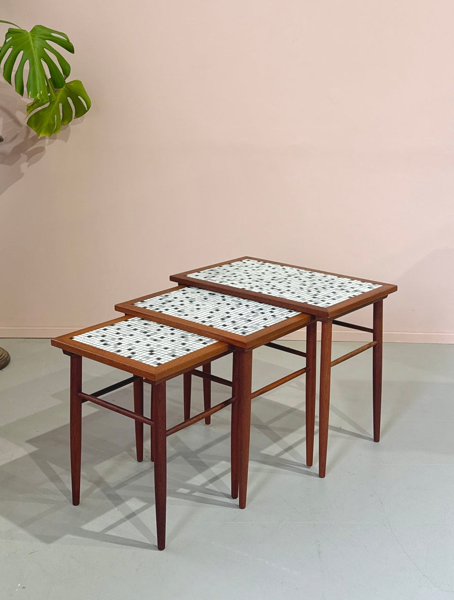 Danish Nest of Tile-Top Tables