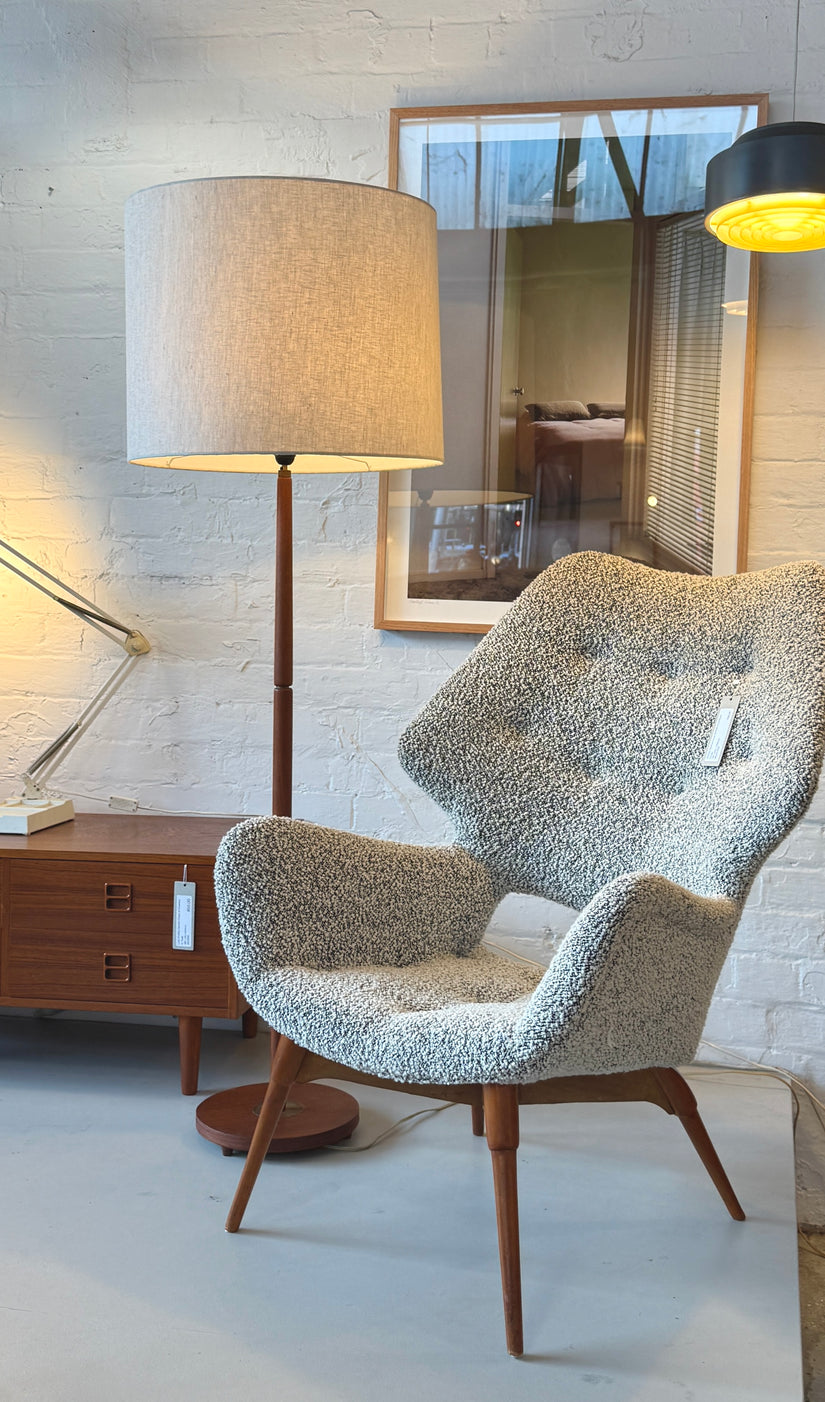 Danish Floor Lamp in Teak & Brass